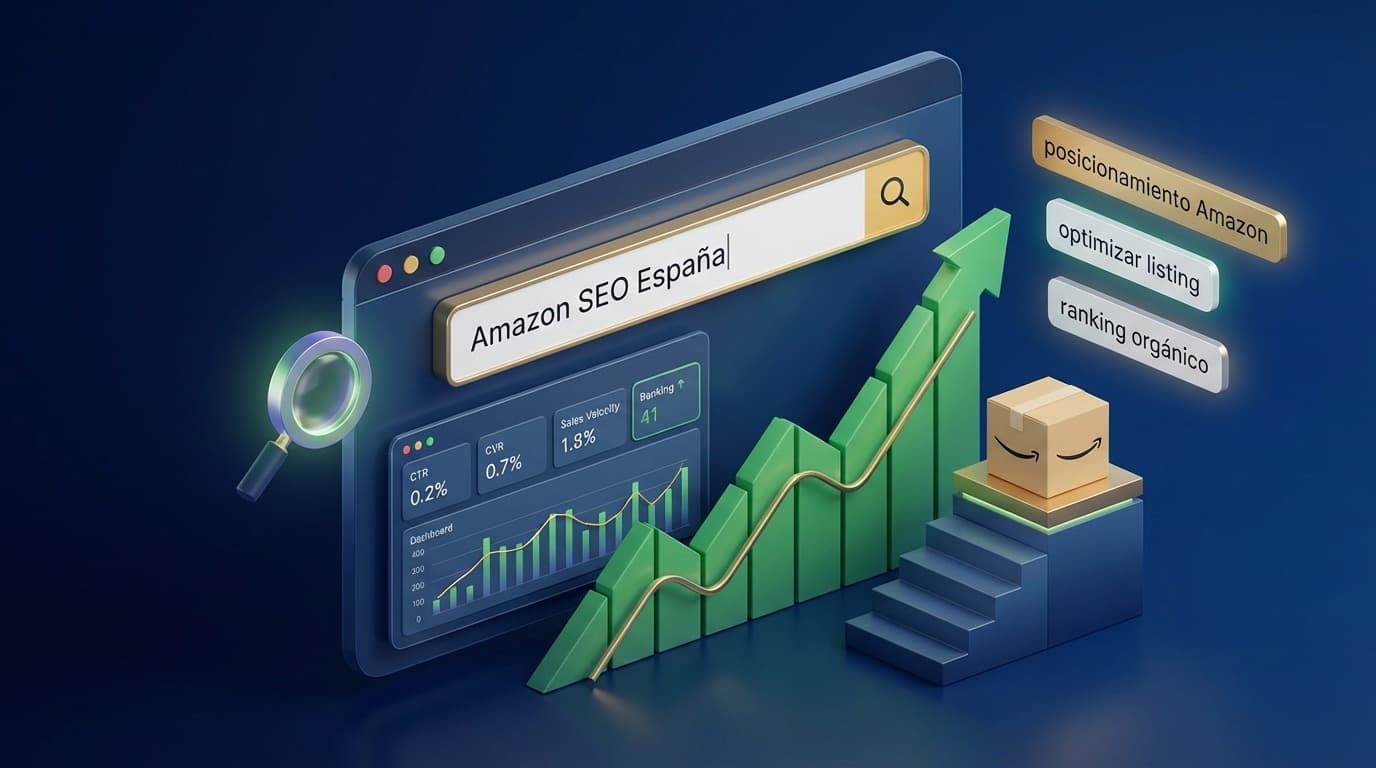 Gráfico de posicionamiento SEO en Amazon España con métricas de ranking y conversión